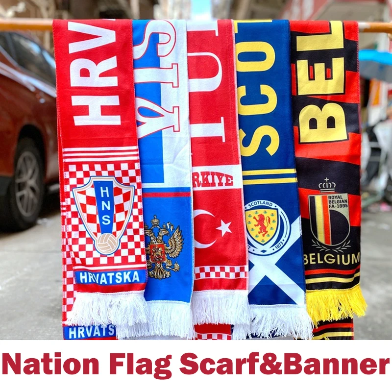 

145*18cm 2022 New World Soccer Scarf Banner Brazil Germany Uruguay Spain France Fans Football Match Cheer Decoration Supplies