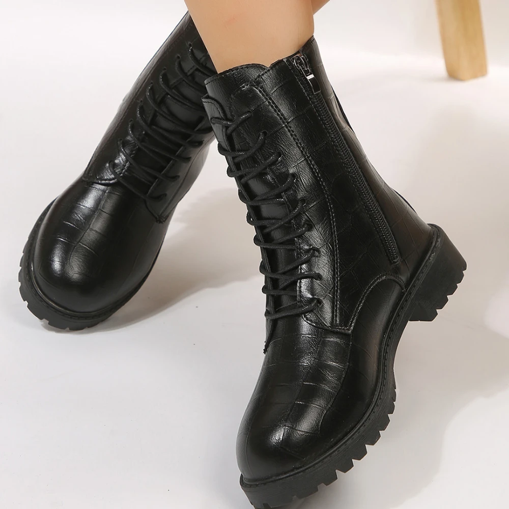 Women Flat Boots Lace-Up 2023 Fashion Woman Zipper Boots Shoes for Female Pu Leather Non-Slip Solid Color Ankle Boot Botas Mujer
Women Flat Boots Lace-Up 2023 Fashion Woman Zipper Boots Shoes for Female Pu Leather Non-Slip Solid Color Ankle Boot Botas Mujer
