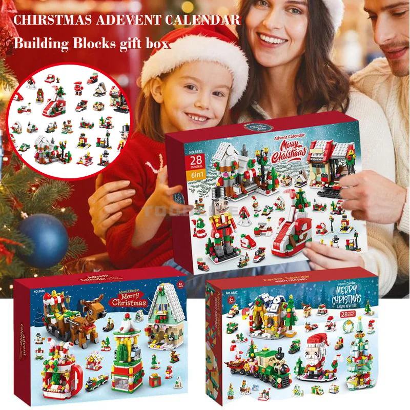

2023 24 дня обратного отсчета, Рождественский календарь, Санта-Клаус, строительные блоки, Подарочная коробка, сделай сам, гайковёр для детей, рождественские подарочные коробки