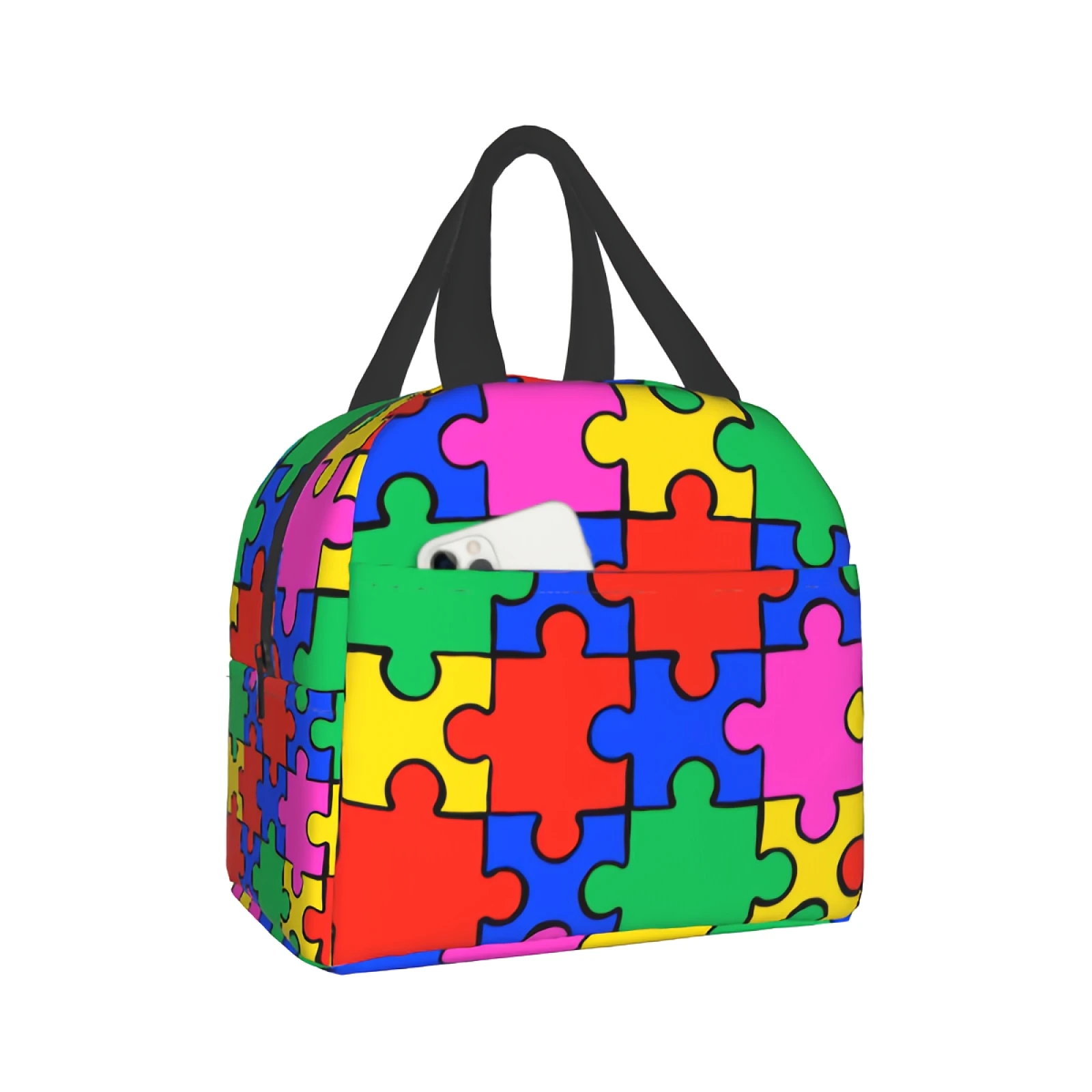 Colorful Puzzle Insulated Lunch Bag for Women Split Joint Jigsaw Lunch Box Reusable Leakproof Tote for Work School Beach Travel
Colorful Puzzle Insulated Lunch Bag for Women Split Joint Jigsaw Lunch Box Reusable Leakproof Tote for Work School Beach Travel