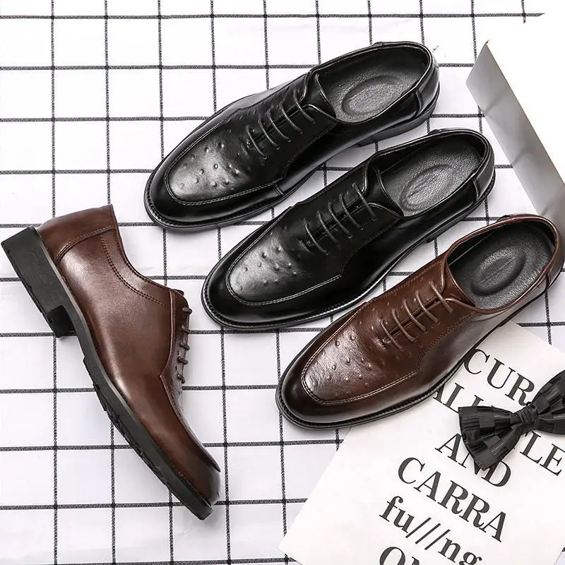 Men's Leather Shoes Brogue Casual British Thick Sole Increased Business Formal Wear Derby Shoes Wedding Shoes Spring
Men's Leather Shoes Brogue Casual British Thick Sole Increased Business Formal Wear Derby Shoes Wedding Shoes Spring