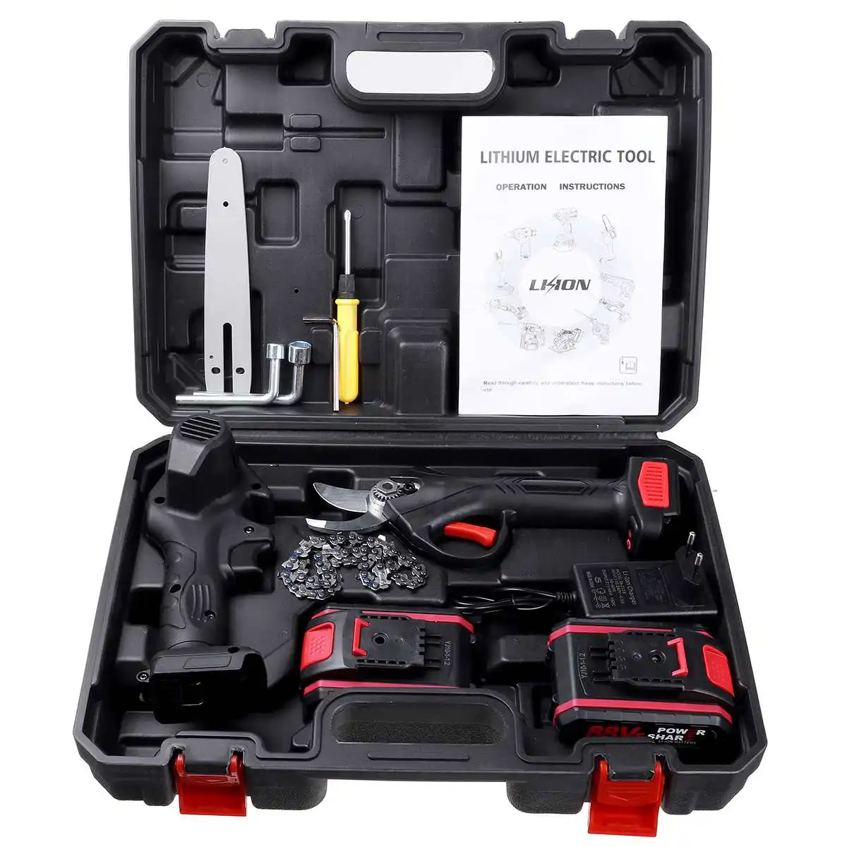 88VF 2 In 1 30MM Cordless Pruning Shears 6 Inch Electric Chain Saw Garden Woodworking Tool Tree Bonsai Cutter 2 Battery & Box
88VF 2 In 1 30MM Cordless Pruning Shears 6 Inch Electric Chain Saw Garden Woodworking Tool Tree Bonsai Cutter 2 Battery & Box
