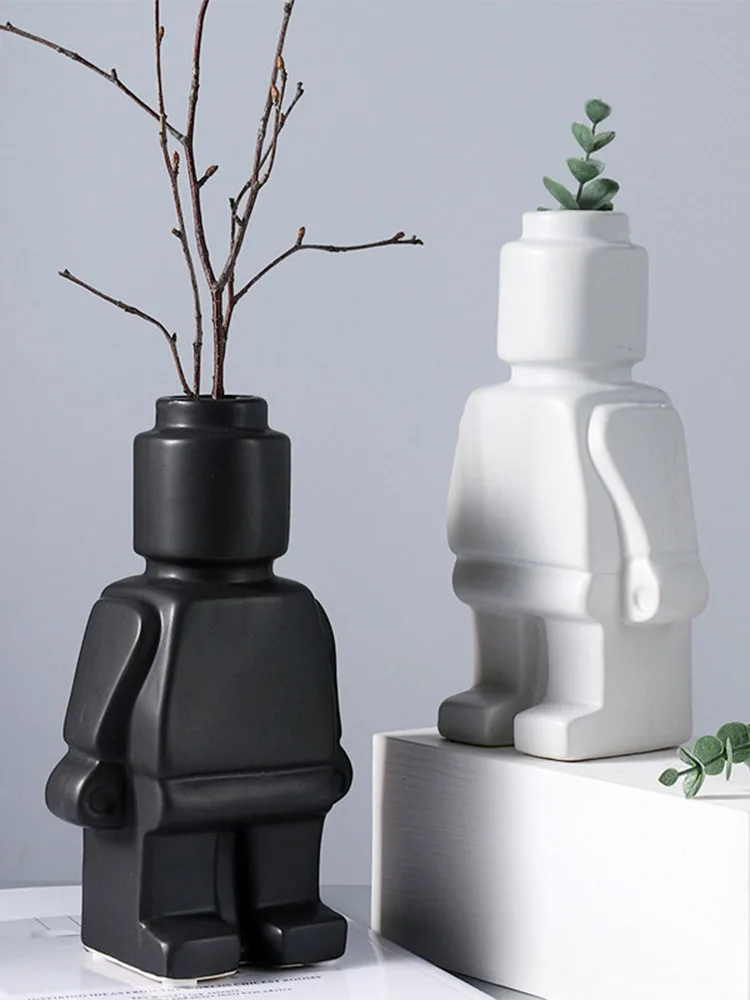 Modern Ceramic Statue Vase Humanoid Robot TV Cabinet Art Tabletop Flowerpot Accessories for Living Room Nordic Home Decoration
Modern Ceramic Statue Vase Humanoid Robot TV Cabinet Art Tabletop Flowerpot Accessories for Living Room Nordic Home Decoration