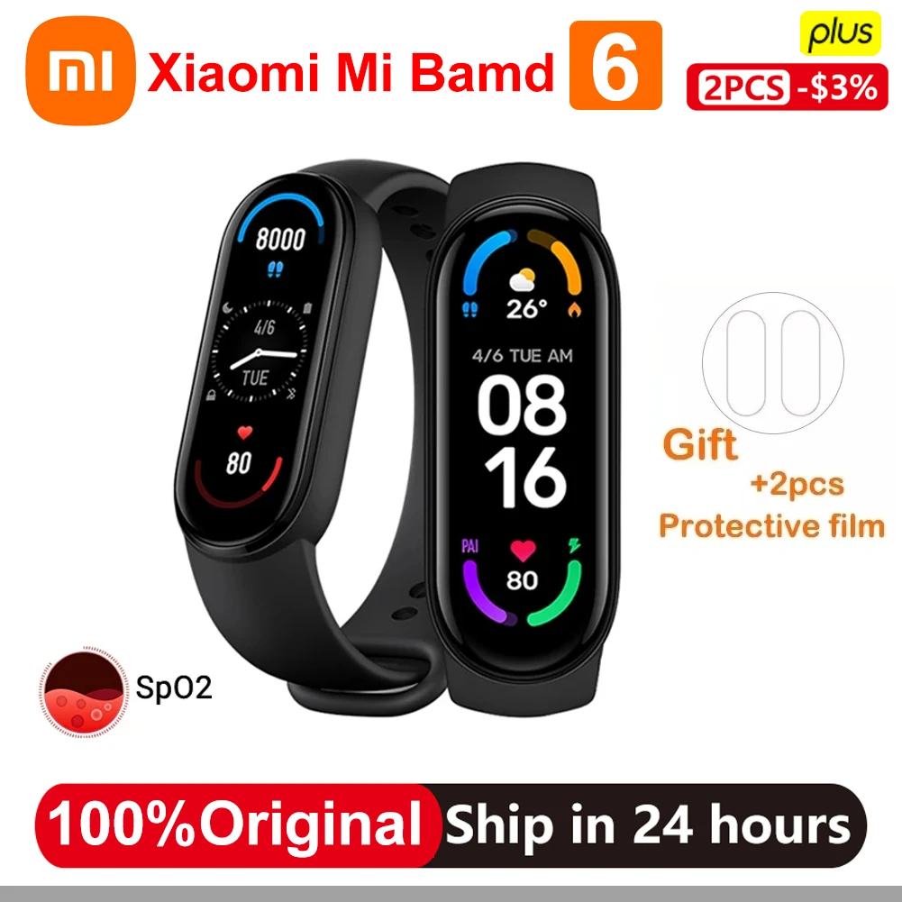 

Original Mi Band 6 Smart Band 1.56 Inch AMOLED Screen miBand 7 Heart Rate Fitness Tracker Bluetooth 5 ATM Waterproof