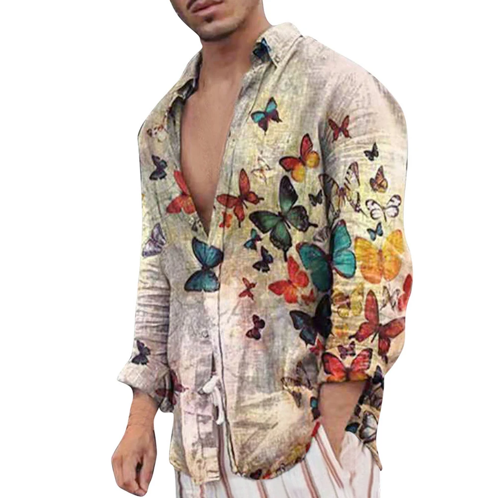 New Polyester Men Shirt Men Tops Butterfly Print Button Up Shirt Cardigan Casual Fashion Hawaiian Long Sleeve Men
New Polyester Men Shirt Men Tops Butterfly Print Button Up Shirt Cardigan Casual Fashion Hawaiian Long Sleeve Men