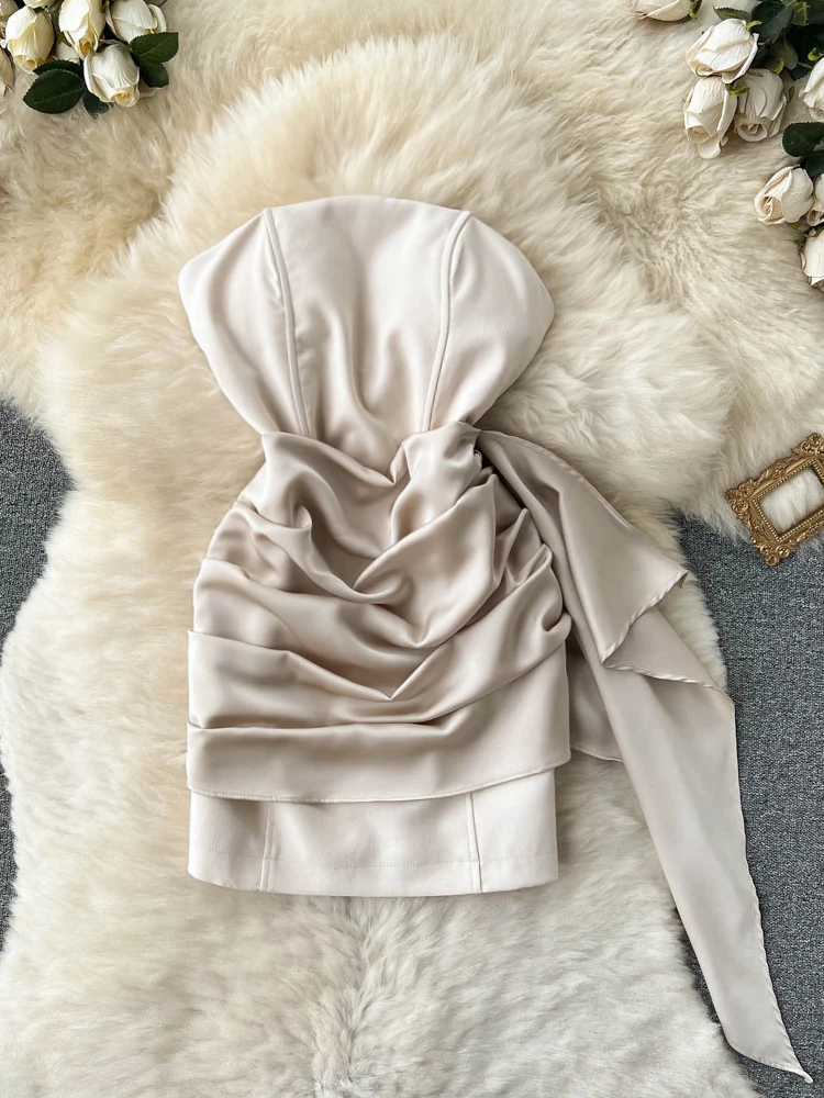 Hikigawa Chic Fashion Woman Dress Elegant Temperament Off Shoulder Pleated Slim Fit Dresses For Women Streetwear Vestidos Mujer
Hikigawa Chic Fashion Woman Dress Elegant Temperament Off Shoulder Pleated Slim Fit Dresses For Women Streetwear Vestidos Mujer
