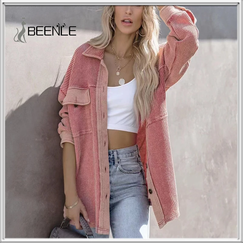 BEENLE Jacket 2022 Women's Long Sleeve Thin Shirt Fashion Stand Collar Pink Single Breasted Top Street Style Knit Sweater Jacket
BEENLE Jacket 2022 Women's Long Sleeve Thin Shirt Fashion Stand Collar Pink Single Breasted Top Street Style Knit Sweater Jacket