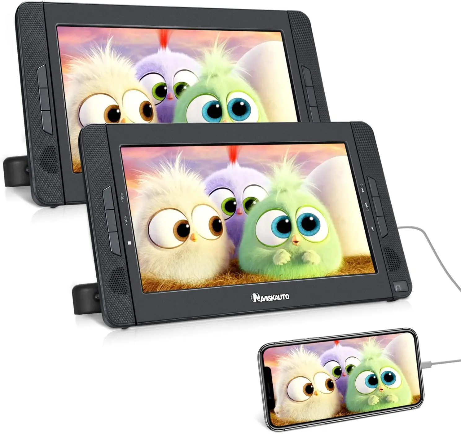 10.5 inch Dual Screen DVD CD Player for Car with HDMI Input, Two Mounting Brackets, Rechargeable Battery, Support USB Playback
10.5 inch Dual Screen DVD CD Player for Car with HDMI Input, Two Mounting Brackets, Rechargeable Battery, Support USB Playback