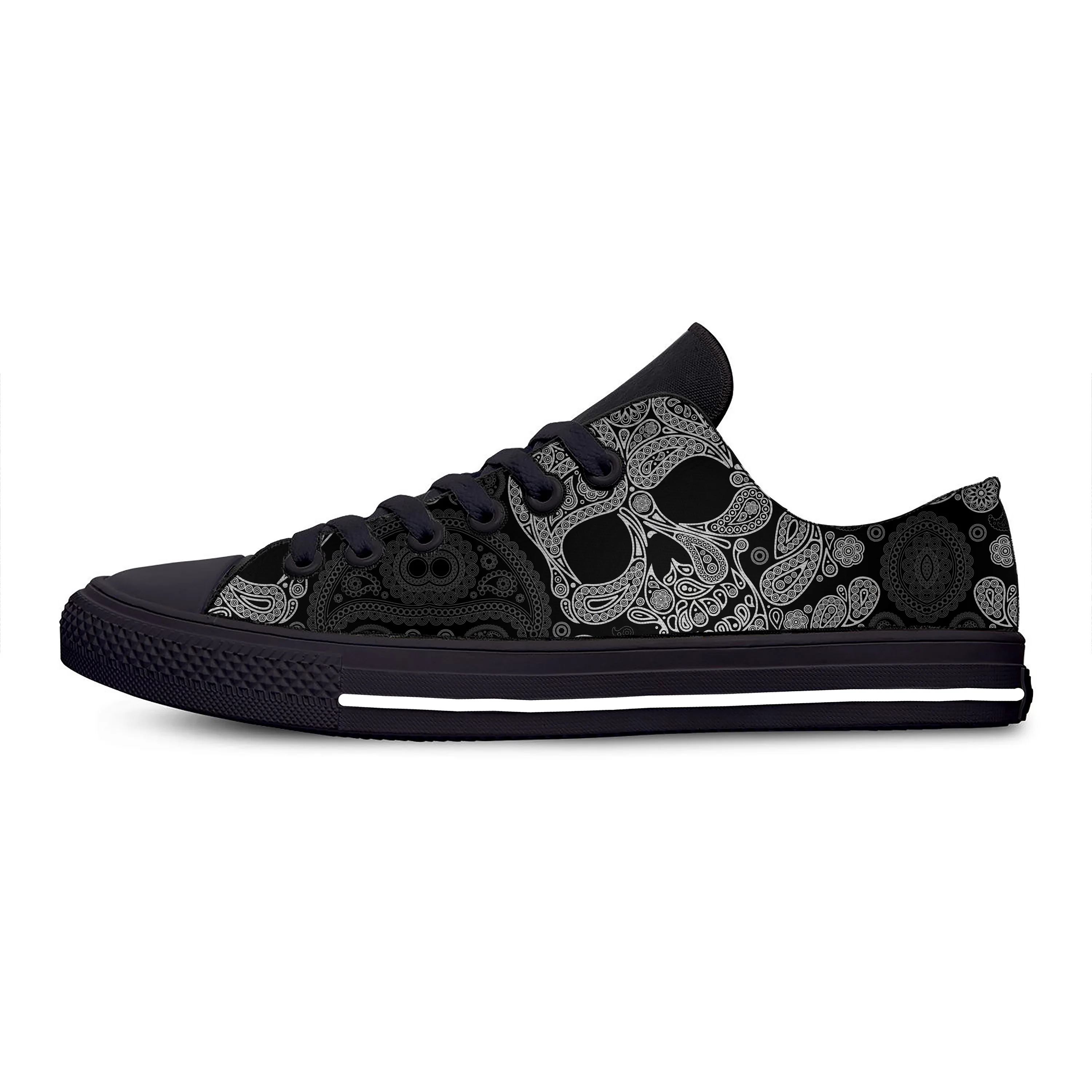 

Hot SKull Skeleton PAisley Horror Halloween Aesthetic Board Shoes Casual Shoes Low Top Lightweight Breathable Men Women Sneakers