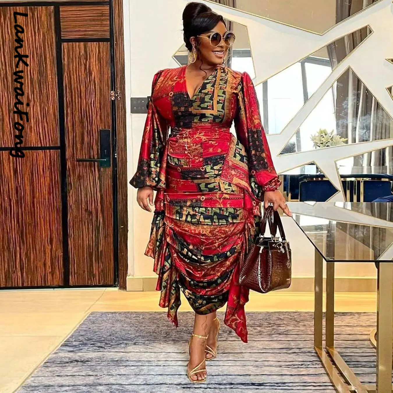 LKF Elegant Temperament Women's Dress Printed Ruffle Edge Pleated Lantern Sleeve Wrapped Hip Slim Fit Long Sleeve Dress
LKF Elegant Temperament Women's Dress Printed Ruffle Edge Pleated Lantern Sleeve Wrapped Hip Slim Fit Long Sleeve Dress