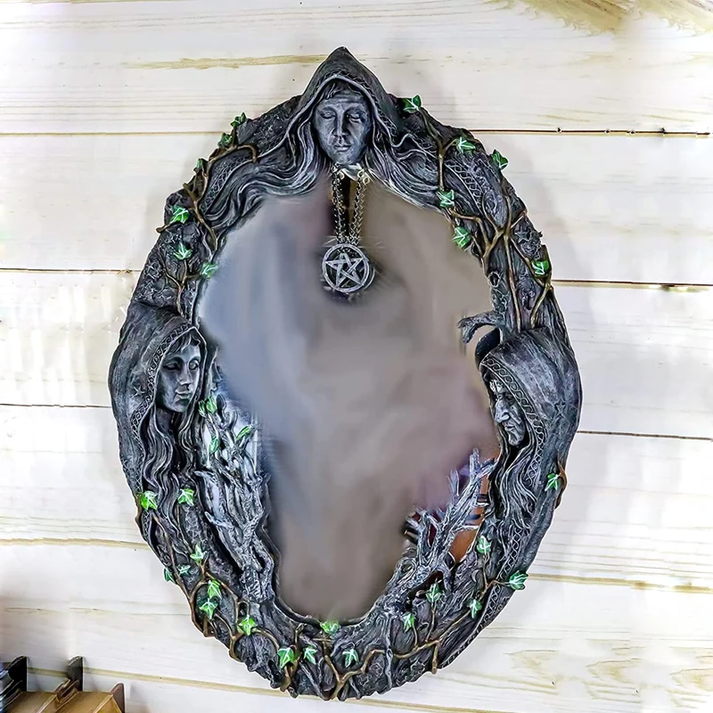 20cm Mirror Ornaments Triple Moon Goddess Mother Maiden Crone Pentagram for Desktop Makeup Table Decorate Wall Cosmetic Mirror
20cm Mirror Ornaments Triple Moon Goddess Mother Maiden Crone Pentagram for Desktop Makeup Table Decorate Wall Cosmetic Mirror