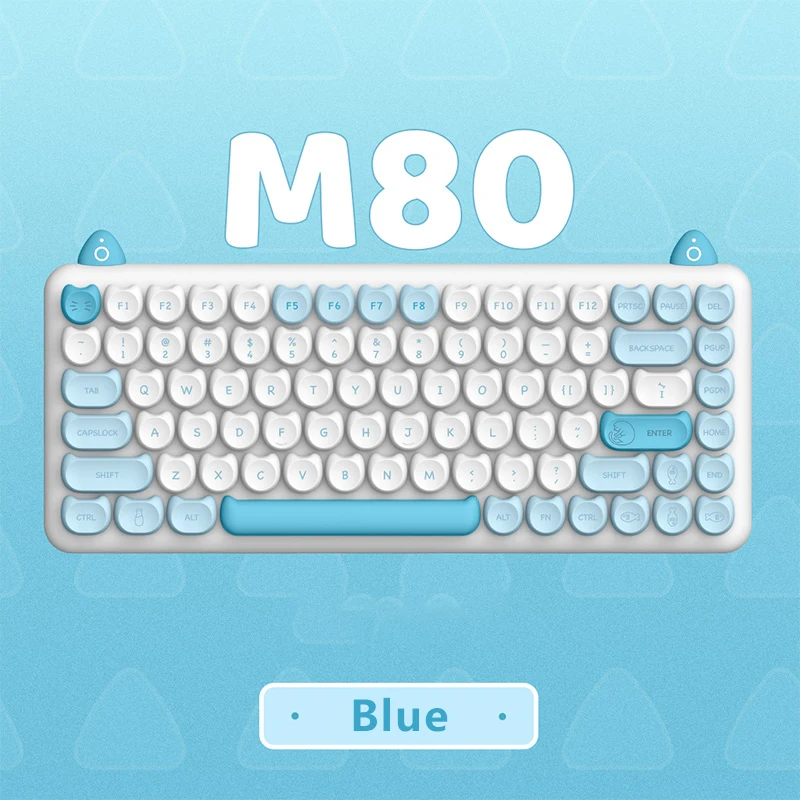 Bluetooth беспроводная клавиатура M80 Cat с 80 клавишами механическая клавиатура с подсветкой металлическая передняя панель Синий переключатель а...
Bluetooth беспроводная клавиатура M80 Cat с 80 клавишами механическая клавиатура с подсветкой металлическая передняя панель Синий переключатель а...