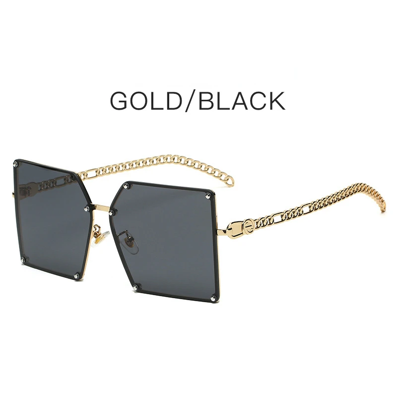 New European and American Fashion Big Square Sunglasses Chain Temples Net Red Street Shooting Sunglasses Rivets Rimless Glasses
New European and American Fashion Big Square Sunglasses Chain Temples Net Red Street Shooting Sunglasses Rivets Rimless Glasses