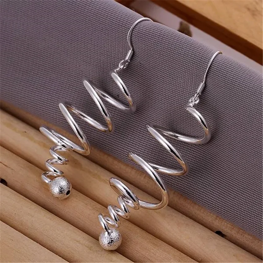 

925 Sterling Silver Earrings Fashion Jewelry Elegant Woman Creativity Spiral Long Earrings Trendsetter Christmas Gifts