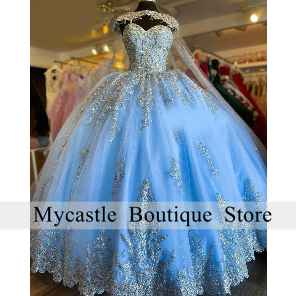 New Arrivals Blue Sweetheart Ball Gown Quinceanera Dresses With Gold Appliques Tulle Sweet 16 Dress L ace-up Party Gown
New Arrivals Blue Sweetheart Ball Gown Quinceanera Dresses With Gold Appliques Tulle Sweet 16 Dress L ace-up Party Gown