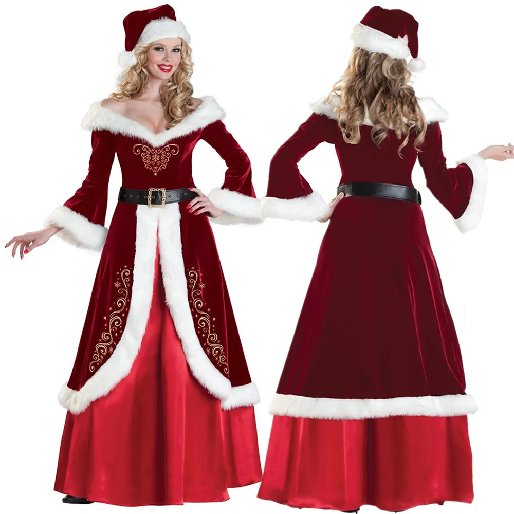Sexy Santa Claus Outfits Suit Adult Women Christmas Cosplay Costume Red Deluxe Velvet Fancy Woman 3pcs Set Xmas Party Dress S-XX
Sexy Santa Claus Outfits Suit Adult Women Christmas Cosplay Costume Red Deluxe Velvet Fancy Woman 3pcs Set Xmas Party Dress S-XX