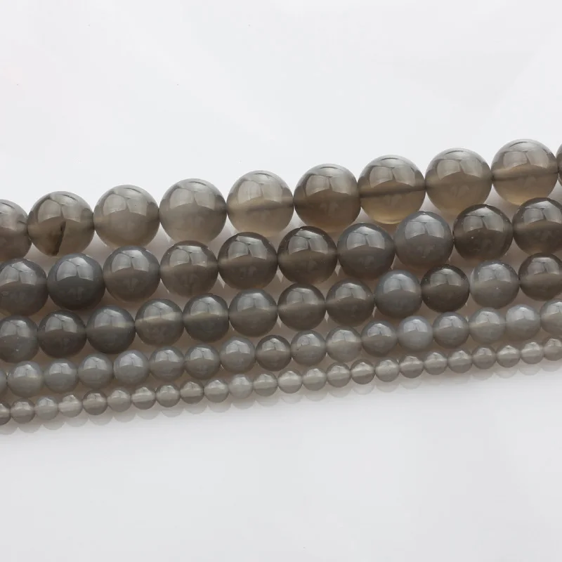 

1 Strands 15"(37~38cm) Round Natural Gray Agate Stone Rock 4mm 6mm 8mm 10mm 12mm Beads Lot for Jewelry Making DIY Bracelet