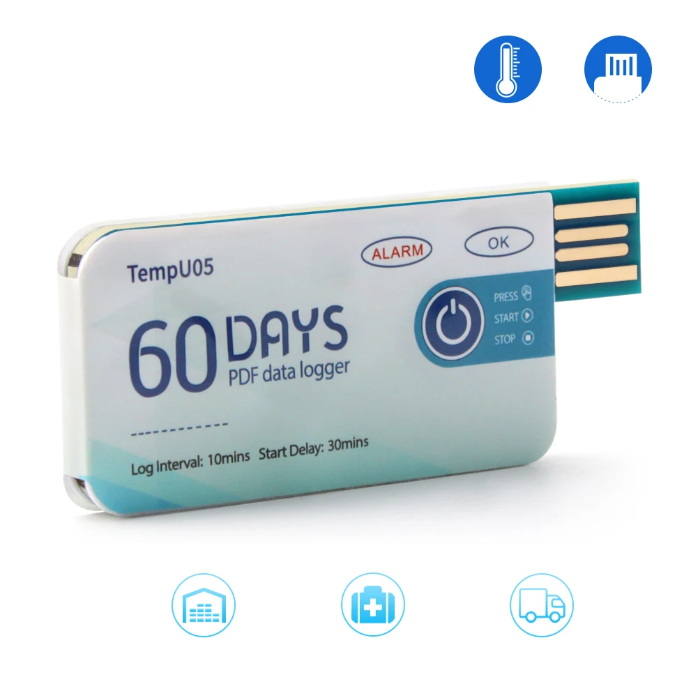 TempU05 Temperature Data Logger 60 Days PDF Report Disposable Single Use USB Temperature Recorder Temperature Record Instrument
TempU05 Temperature Data Logger 60 Days PDF Report Disposable Single Use USB Temperature Recorder Temperature Record Instrument