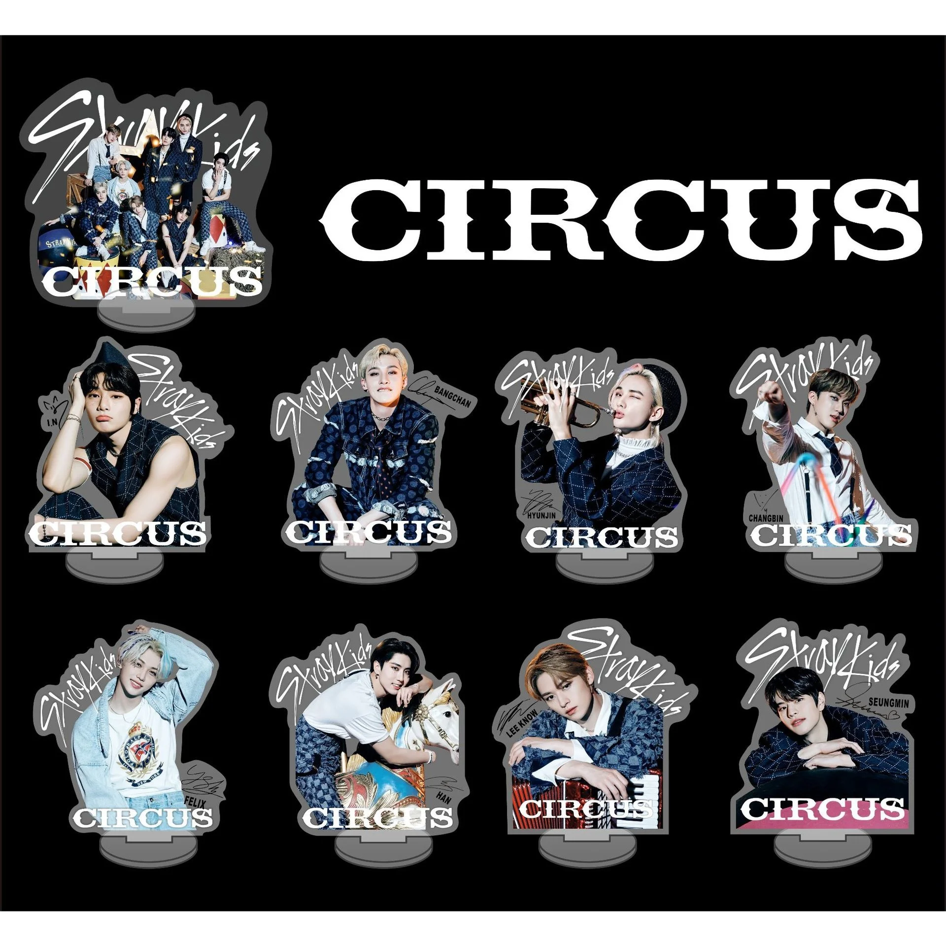 KPOP New Boys Group Stray kids New CIRCUS Acrylic Cartoon Standing Sign Ornament Desktop Decoration Stop Sign Ornament Gifts I.N
KPOP New Boys Group Stray kids New CIRCUS Acrylic Cartoon Standing Sign Ornament Desktop Decoration Stop Sign Ornament Gifts I.N