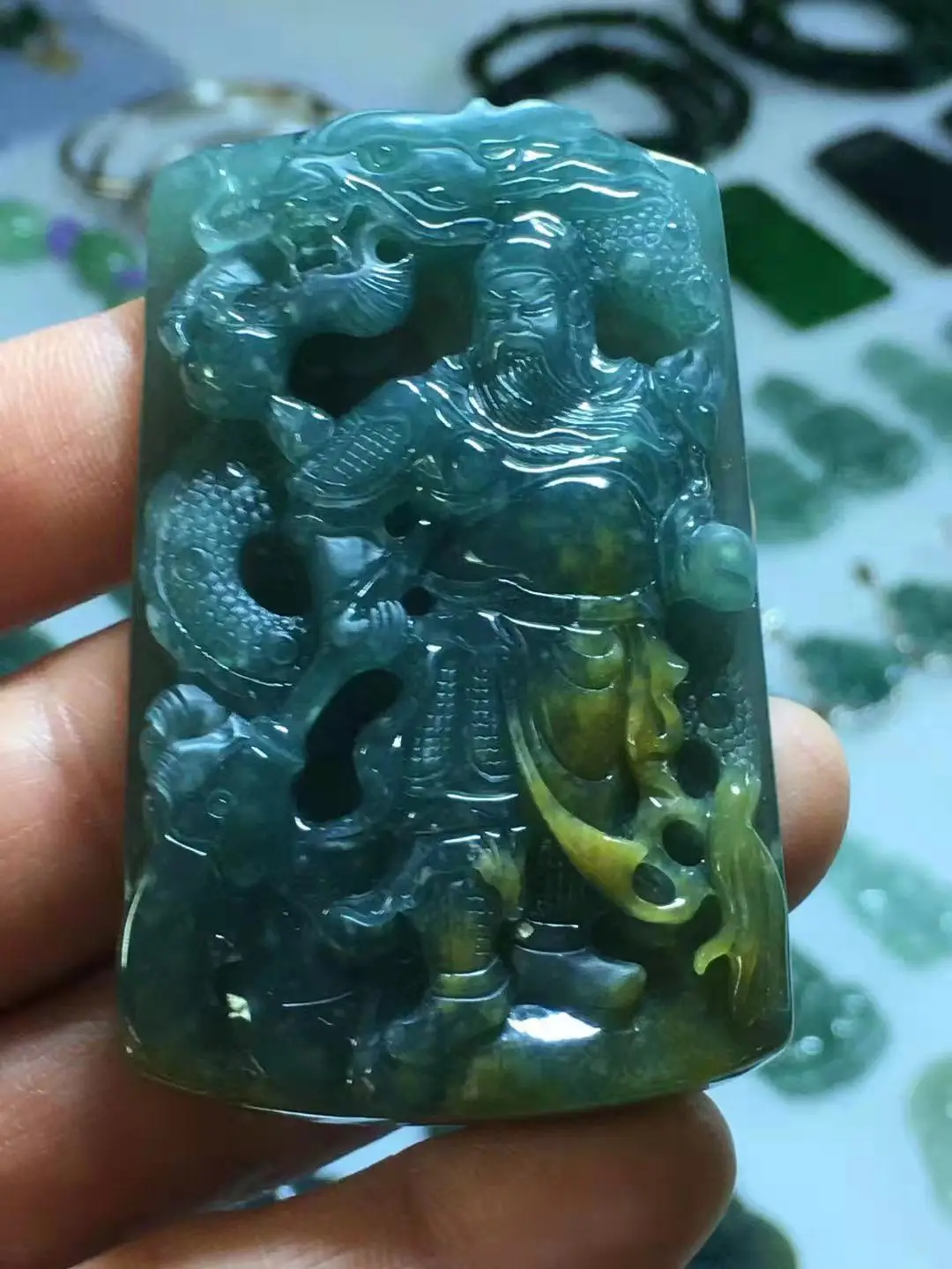 Natural A Myanmar jade 7A hollow Handcarved jade guan gong pendant jade necklace pendants jewelry jade necklaces women men 
Natural A Myanmar jade 7A hollow Handcarved jade guan gong pendant jade necklace pendants jewelry jade necklaces women men