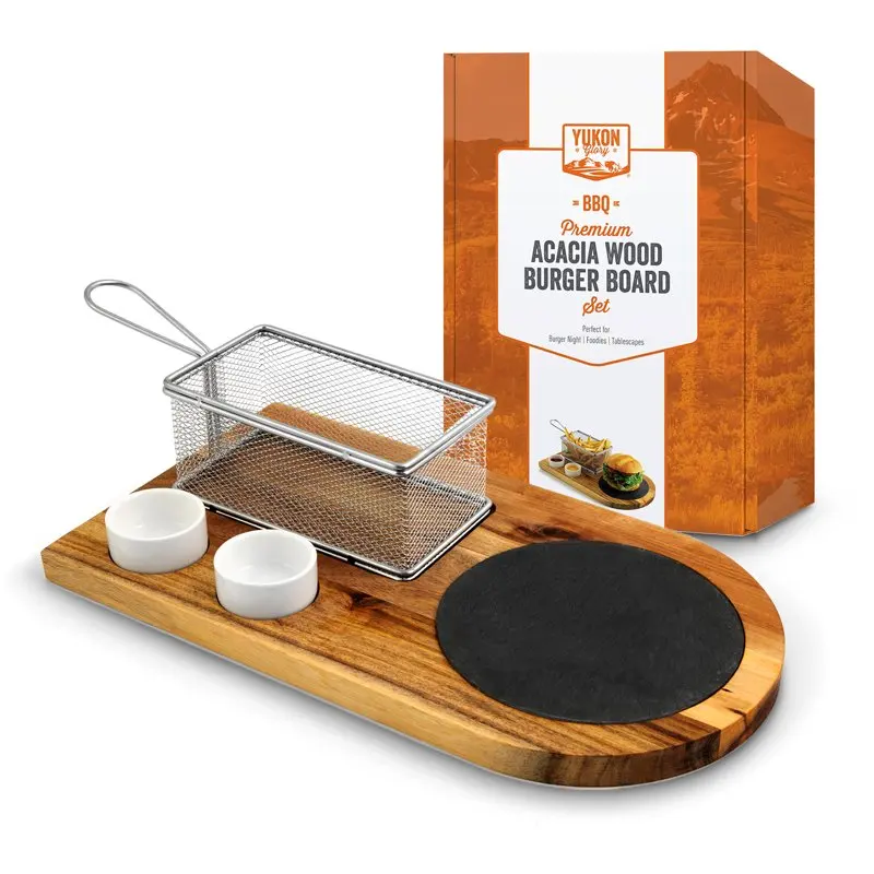 Perfect Premium Acacia Wood Serving Set, Perfect For Foodies, Burger Lovers and Tablescapes, Includes Slate Board, Stainless Ste
Perfect Premium Acacia Wood Serving Set, Perfect For Foodies, Burger Lovers and Tablescapes, Includes Slate Board, Stainless Ste