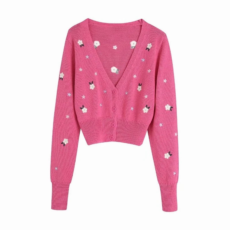 Women Sweater With Floral Emboridery Spring 2022 New Fashion Full Sleeve V-neck Modern Girl Cardigan Knit Wear Tops 
Women Sweater With Floral Emboridery Spring 2022 New Fashion Full Sleeve V-neck Modern Girl Cardigan Knit Wear Tops
