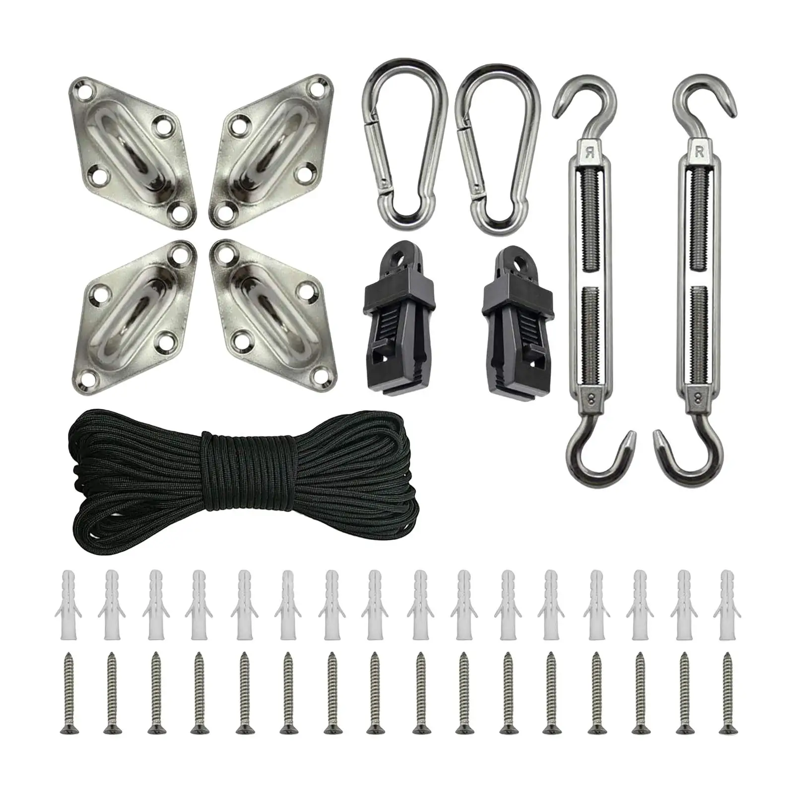 shade sail Hardware Kit 43 Pieces for Garden, Trees, Wall, Porch Metal Material Durable Sturdy Outdoor with 10M Rope
shade sail Hardware Kit 43 Pieces for Garden, Trees, Wall, Porch Metal Material Durable Sturdy Outdoor with 10M Rope