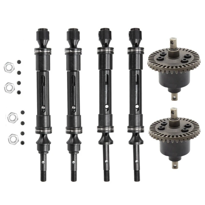 

6Pcs Front and Rear Drive Shaft with Differential for Traxxas Slash Rustler Stampede 4X4 VXL 1/10 RC Car Upgrade Parts