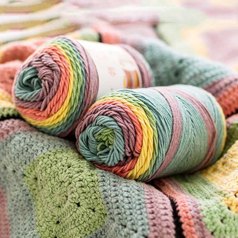 100g/ball High Quality Space Dye Rainbow Color Cotton Blended Yarn Beautiful Soft Hand Knitting Thread for Blanket Pillow Scarf
100g/ball High Quality Space Dye Rainbow Color Cotton Blended Yarn Beautiful Soft Hand Knitting Thread for Blanket Pillow Scarf