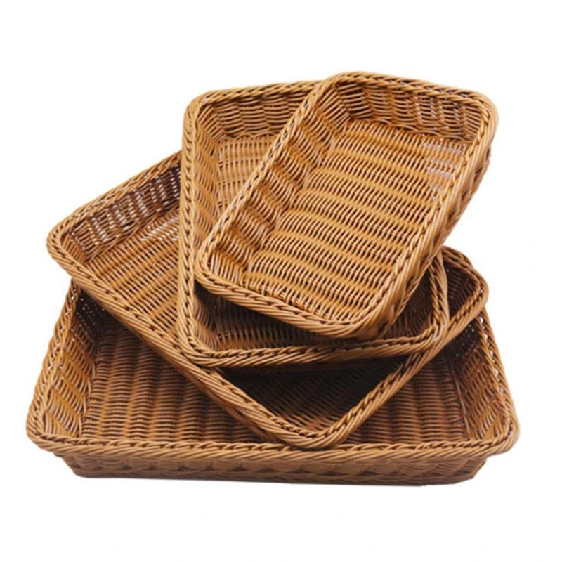 

4 Pcs Wicker Bread Baskets Set,Woven Pantry Baskets,Tabletop Food Serving Baskets For Fruits,Vegetables And Snacks