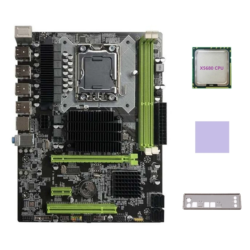 

X58 Motherboard LGA1366 Computer Motherboard Support DDR3 ECC Memory Support RX Graphics Card With X5680 CPU+Thermal Pad