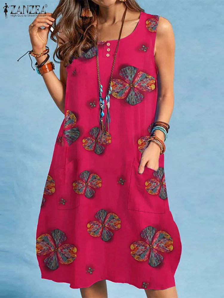 ZANZEA Bohemian Summer Stylish Women Floral Print Tank Dress Sleeveless O-Neck Sundress Fashion Elegant Casual Holiday Dresses
ZANZEA Bohemian Summer Stylish Women Floral Print Tank Dress Sleeveless O-Neck Sundress Fashion Elegant Casual Holiday Dresses
