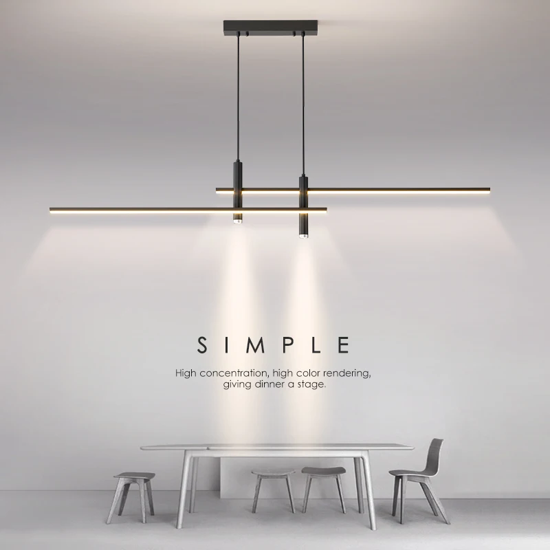 Modern simple Dining room chandelier long pendant light Nordic minimalist long strip creative spotlight design light luxury lamp
Modern simple Dining room chandelier long pendant light Nordic minimalist long strip creative spotlight design light luxury lamp