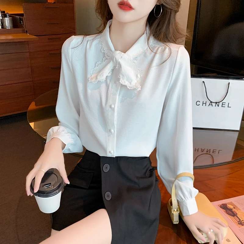 Chiffon Shirt Spring 2023 New Bow Solid Color Long Sleeved White Women's Blouses Elegant Vintage French Tops
Chiffon Shirt Spring 2023 New Bow Solid Color Long Sleeved White Women's Blouses Elegant Vintage French Tops