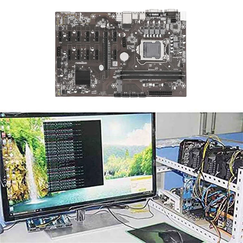 Материнская плата B250B ETH для майнинга + процессор G3900 + кабель SATA + кабель переключателя + перегородка LGA1151 DDR4 12xgpu слот MSATA для BTC