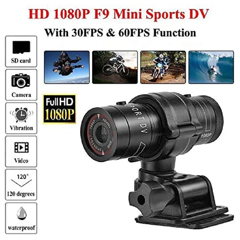 F9 Mini Sports Camera 1080P Outdoor Riding Motorcycle Helmet Sports DV Camera Video Waterproof Bicycle Camera
F9 Mini Sports Camera 1080P Outdoor Riding Motorcycle Helmet Sports DV Camera Video Waterproof Bicycle Camera