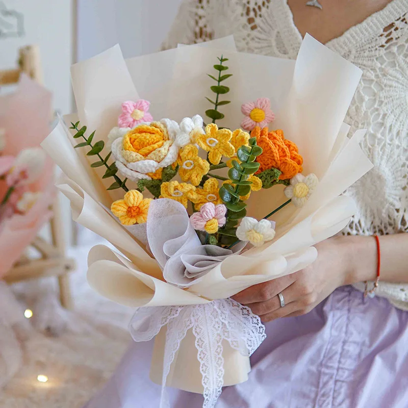 Colorful Flower Bouquets Cotton rope Artificial Rose Bride Wedding Bouquets Valentine Mothers' Day Birthday Graduation Gifts
Colorful Flower Bouquets Cotton rope Artificial Rose Bride Wedding Bouquets Valentine Mothers' Day Birthday Graduation Gifts
