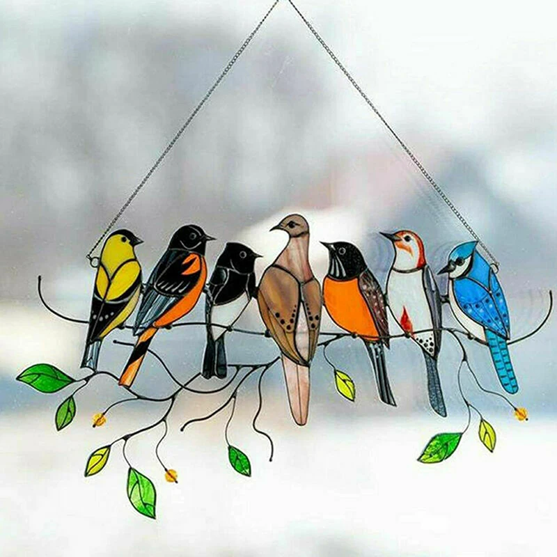 Stained Bird Glass Window Pendant Acrylic Hanging Colored Birds Ornaments Wall Art Crafts Living Room Decoration Accessories
Stained Bird Glass Window Pendant Acrylic Hanging Colored Birds Ornaments Wall Art Crafts Living Room Decoration Accessories