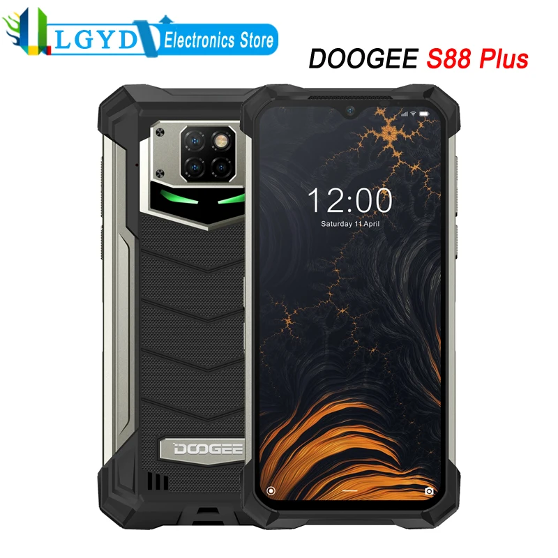 

DOOGEE S88 Plus Rugged Phone Waterproof 8GB+128GB ROM 6.3'' Android MTK Helio P70 Octa Core 2.1GH 4G LTE NFC SOS Wireless-charge