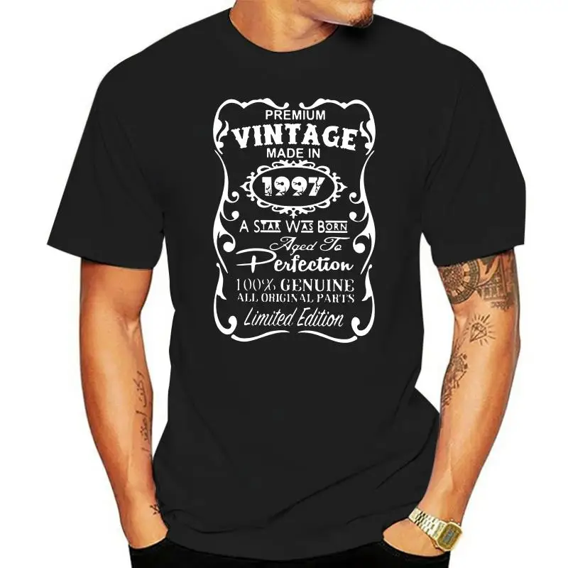 

1997 футболка с надписью на год совершенства и легенды, Мужская футболка на день рождения, годовщину, винтажные футболки с короткими рукавами,...