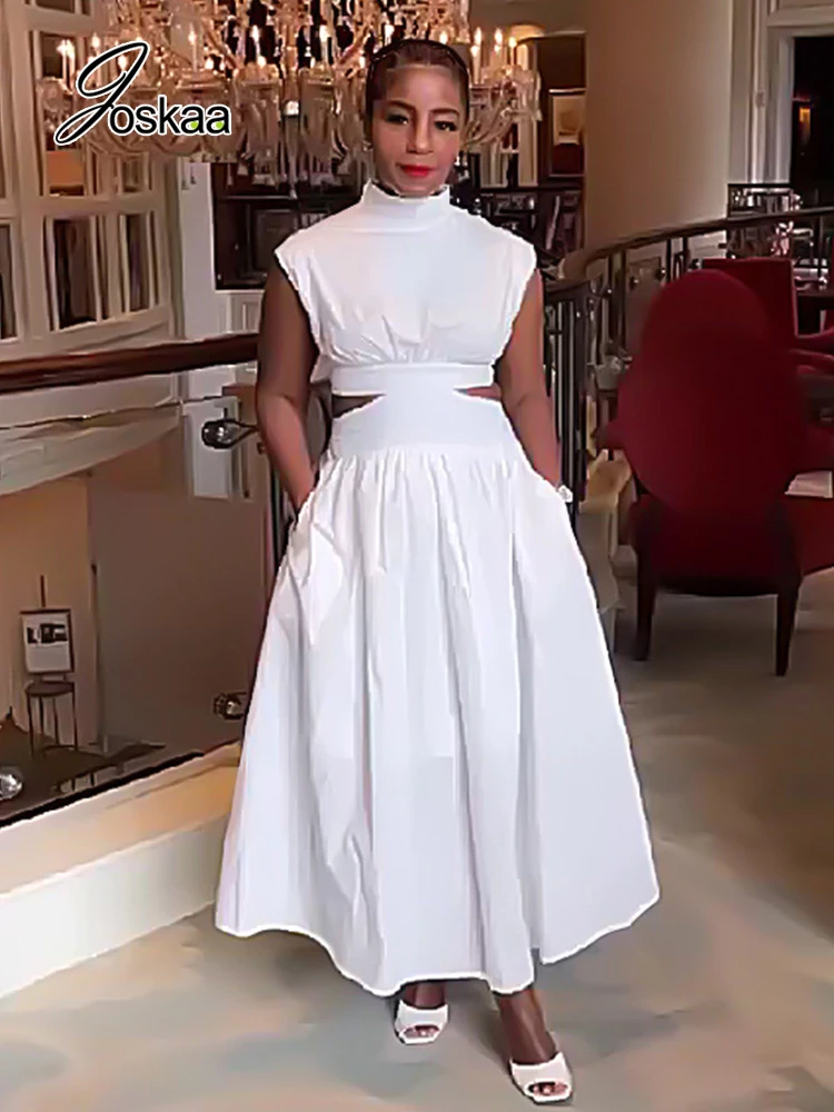Joskaa Solid Stand Collar Sleeveless Cut Out Dress Women Sexy Backles Zipper Simple Midi Dresses Autumn 2022 Casual Streetwear
Joskaa Solid Stand Collar Sleeveless Cut Out Dress Women Sexy Backles Zipper Simple Midi Dresses Autumn 2022 Casual Streetwear