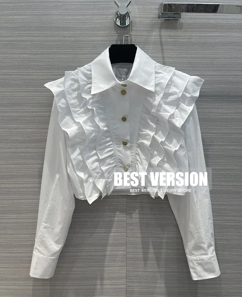 Best Version Luxury Designer Women Shirts 3D ruffle design vintage style crop top long sleeve blouse button up shirt womens tops
Best Version Luxury Designer Women Shirts 3D ruffle design vintage style crop top long sleeve blouse button up shirt womens tops