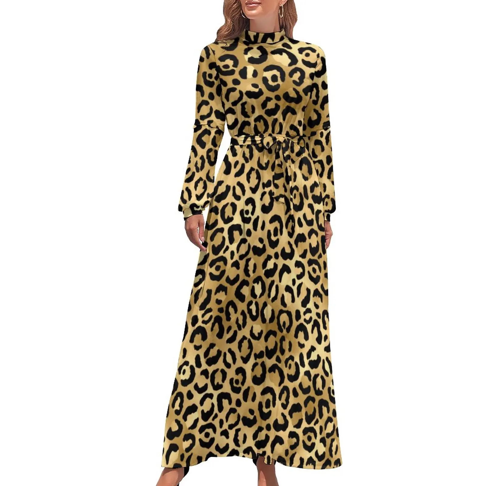 Black Gold Leopard Print Dress Cheetah Animal Casual Boho Beach Dresses Female Long Sleeve High Waist Kawaii Long Maxi Dress
Black Gold Leopard Print Dress Cheetah Animal Casual Boho Beach Dresses Female Long Sleeve High Waist Kawaii Long Maxi Dress