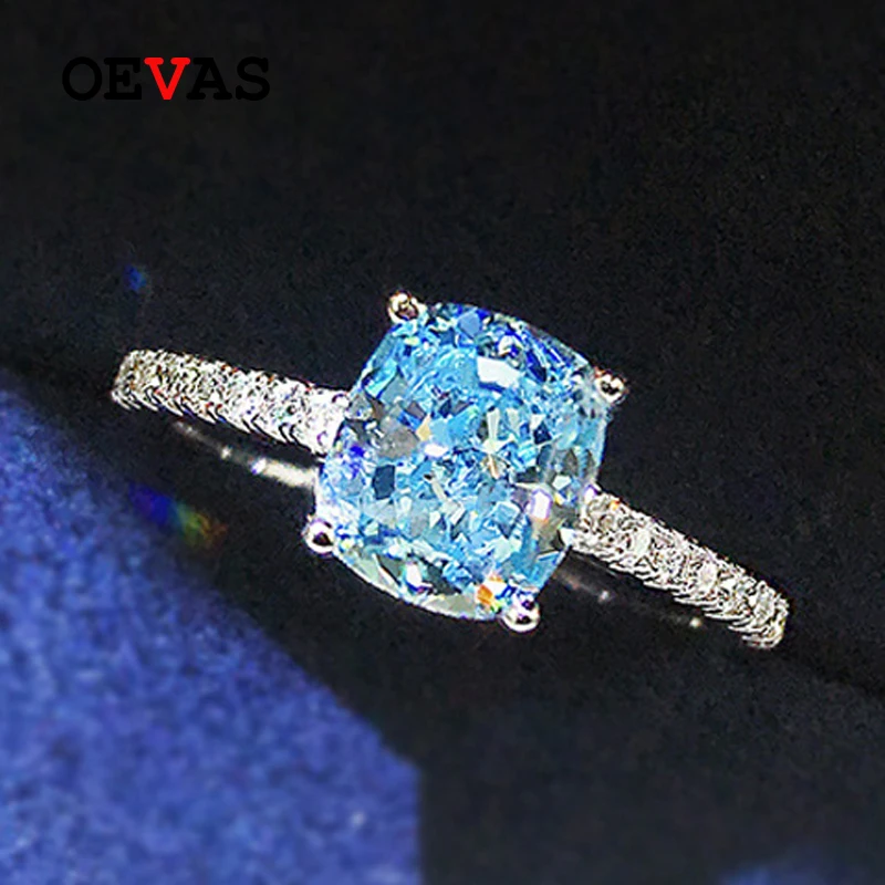 OEVAS 100% 925 Sterling Silver 6.5*7.5mm Aquamarine Wedding Rings For Women Sparkling High Carbon Diamond Party Fine Jewelry 
OEVAS 100% 925 Sterling Silver 6.5*7.5mm Aquamarine Wedding Rings For Women Sparkling High Carbon Diamond Party Fine Jewelry