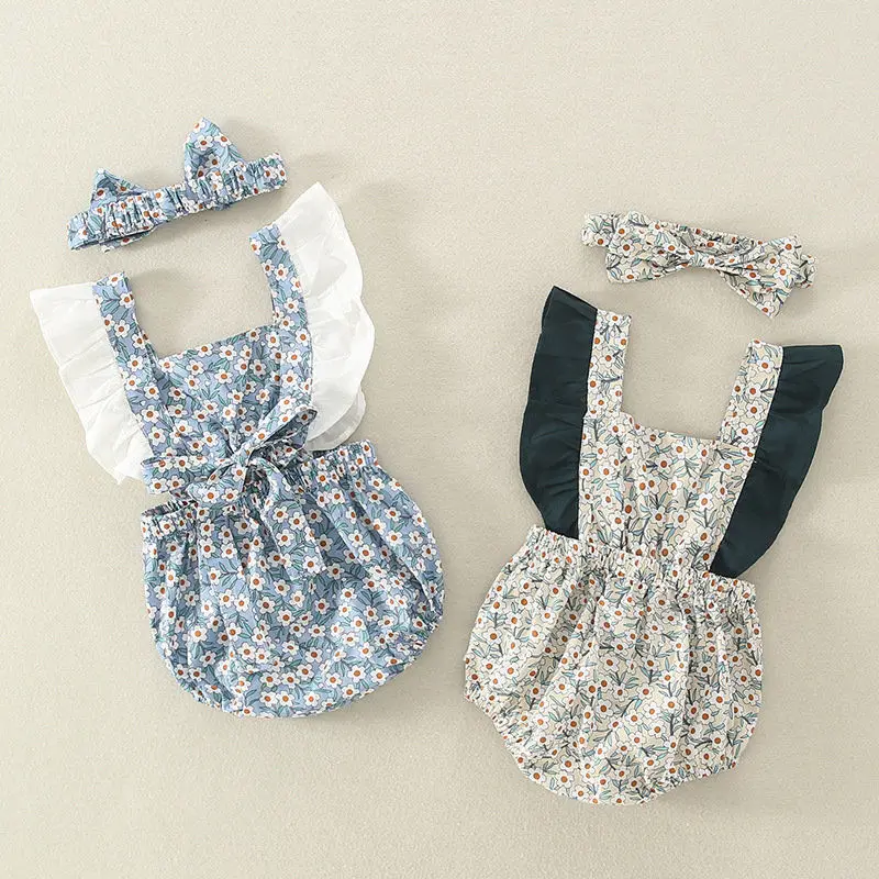 2Pcs Baby Summer Clothing Ruffles Floral Sleeveless Baby Girl Romper Bow Headband Set Infant Toddler Cotton Bodysuit Outfits
2Pcs Baby Summer Clothing Ruffles Floral Sleeveless Baby Girl Romper Bow Headband Set Infant Toddler Cotton Bodysuit Outfits
