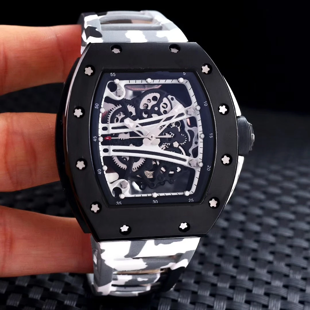 High-Top Mens Watch Sapphire Mechanical Automatic Full Black YOHAN BLAKE Blue Rubber Stainless Steel Skeleton
High-Top Mens Watch Sapphire Mechanical Automatic Full Black YOHAN BLAKE Blue Rubber Stainless Steel Skeleton