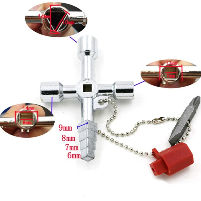 Multi-function 4 In 1 Universal Cross Key Tools Triangle Key Train Electrical Elevator Cabinet Valve Alloy Triangle Square Tools
Multi-function 4 In 1 Universal Cross Key Tools Triangle Key Train Electrical Elevator Cabinet Valve Alloy Triangle Square Tools