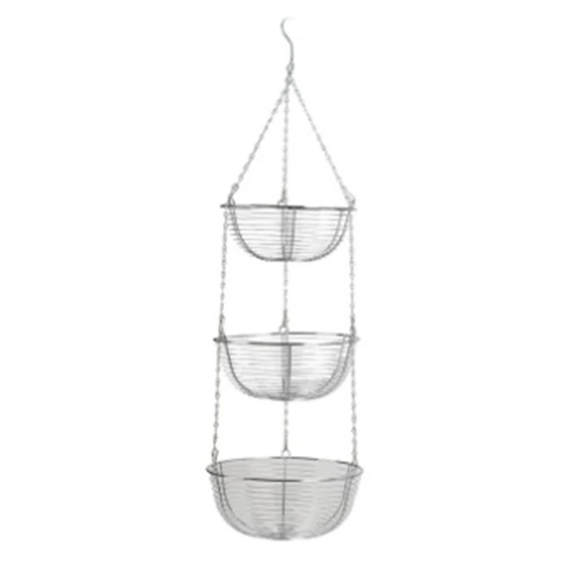 3-Tier Hanging Basket Fruit Organizer Kitchen Heavy Duty Wire Organizer With Wire Metal Ceiling Hooks-Chrome Wire Basket
3-Tier Hanging Basket Fruit Organizer Kitchen Heavy Duty Wire Organizer With Wire Metal Ceiling Hooks-Chrome Wire Basket