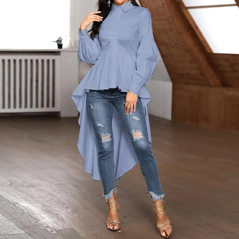 Fashion Puff Sleeve Shirts Spring Solid Blusas Female Lapale Button Tops Plus Size Tunic Blue 2021 Women's Asymmetrical T-shirts
Fashion Puff Sleeve Shirts Spring Solid Blusas Female Lapale Button Tops Plus Size Tunic Blue 2021 Women's Asymmetrical T-shirts