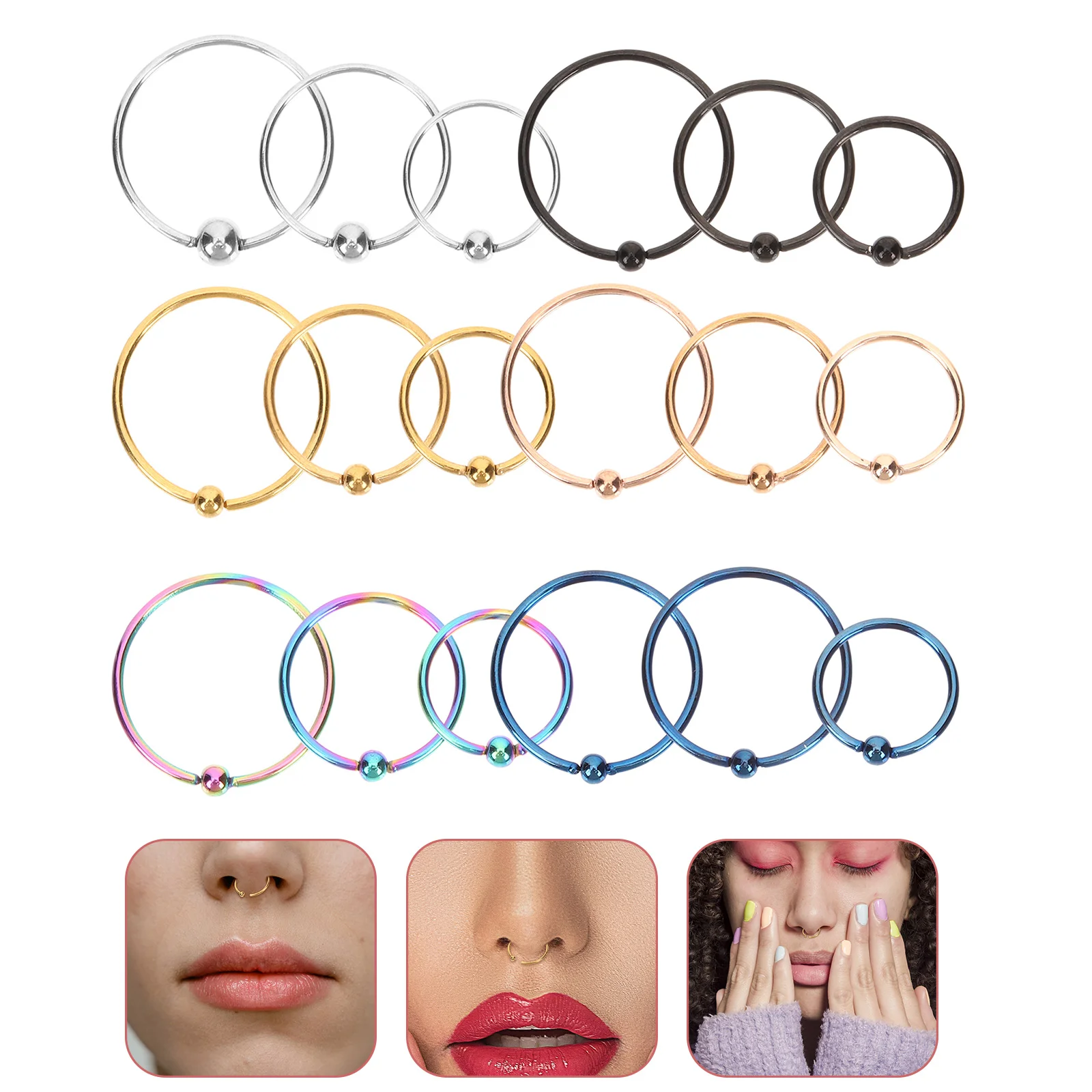 18Pcs Nose Rings Loops Body Jewelry Stainless Steel Nose Studs for Men 
18Pcs Nose Rings Loops Body Jewelry Stainless Steel Nose Studs for Men